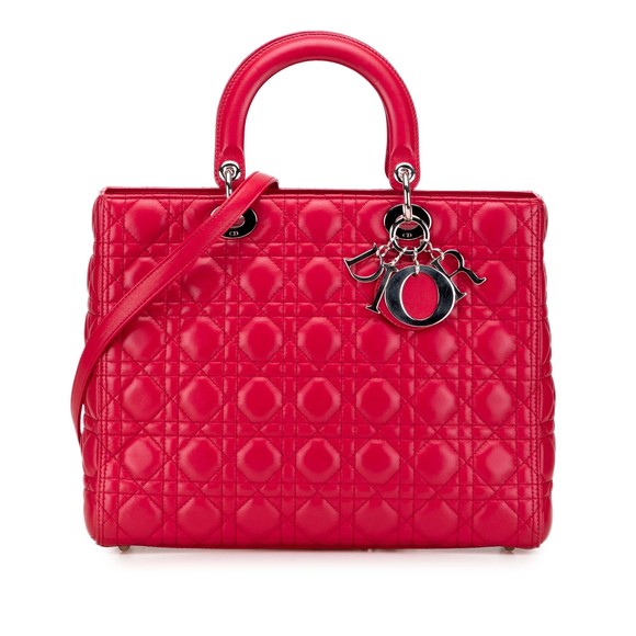 Pre-Loved Dior Large Lambskin Cannage Lady Dior - Picture 1 of 10